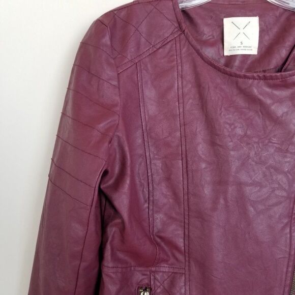 EUC Pins & Needles Faux Leather Moto Jacket Small - Picture 3 of 7